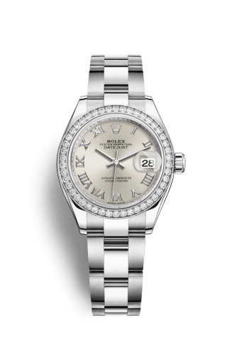 Rolex Lady-Datejust 28 Stainless Steel / Diamond / Silver - Roman / Oyster 279384RBR-0010