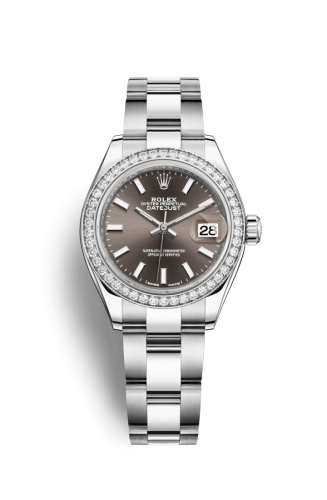 Rolex Lady-Datejust 28 Stainless Steel / Diamond / Grey / Oyster 279384RBR-0014