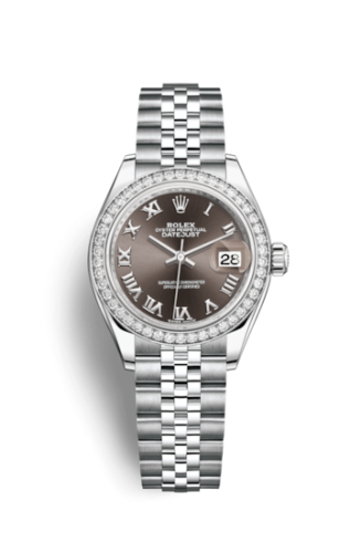 Rolex Lady-Datejust 28 Stainless Steel / Diamond / Grey - Roman / Jubilee 279384RBR-0015