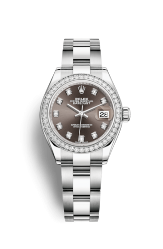 Rolex Lady-Datejust 28 Stainless Steel / Diamond / Grey - Diamond / Oyster 279384RBR-0018