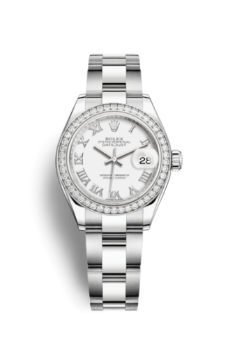 Rolex Lady-Datejust 28 Stainless Steel / Diamond / White - Roman / Oyster 279384RBR-0020