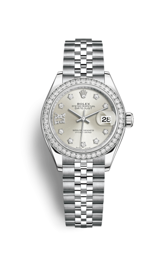 Rolex Lady-Datejust 28 Stainless Steel / Diamond / Silver - Diamond / Jubilee 279384RBR-0021