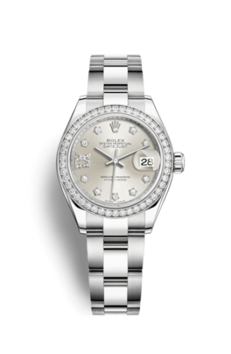 Rolex Lady-Datejust 28 Stainless Steel / Diamond / Silver - Diamond / Oyster 279384RBR-0022