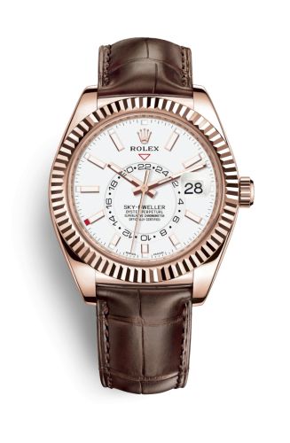 Rolex Sky-Dweller Everose / White / Alligator 326135-0006