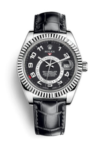 Rolex Sky-Dweller White Gold / Black / Alligator 326139-0003