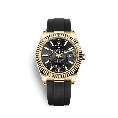Rolex Sky-Dweller Yellow Gold / Black / Oysterflex 326238-0009