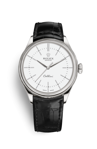 Rolex Cellini Time White Gold / White / Alligator Black 50509-0016