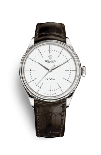 Rolex Cellini Time White Gold / White / Alligator Brown 50509-0017
