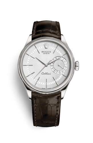 Rolex Cellini Date White Gold / Silver / Alligator Brown 50519-0012