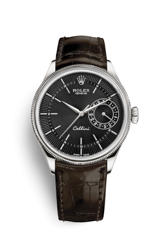 Rolex Cellini Date White Gold / Black / Alligator Brown 50519-0014