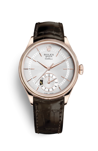 Rolex Cellini Dual Time Everose / Silver / Alligator Brown 50525-0008