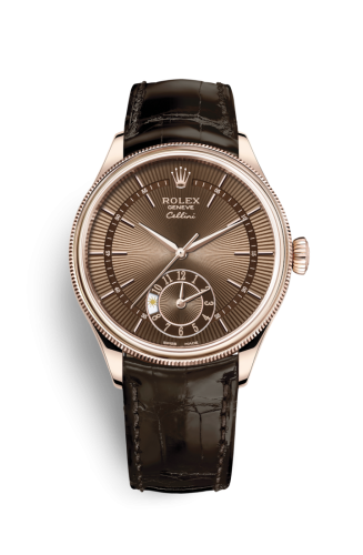 Rolex Cellini Dual Time Everose / Brown / Alligator Brown 50525-0015
