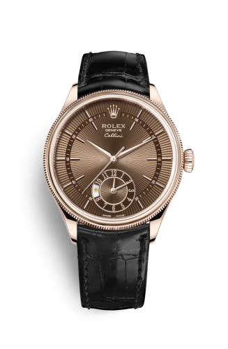 Rolex Cellini Dual Time Everose / Brown / Alligator Black 50525-0016
