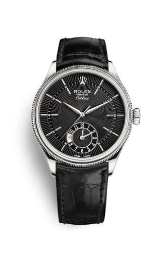 Rolex Cellini Dual Time White Gold / Black / Alligator Black 50529-0007