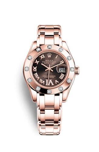 Rolex Datejust Pearlmaster 29 Everose Diamond / Chocolate Roman 80315-0013