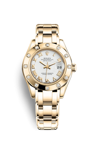 Rolex Datejust Pearlmaster 29 Yellow Gold Diamond / White Roman 80318-0054