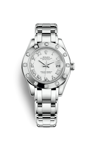 Rolex Datejust Pearlmaster 29 White Gold 12 Diamond White Roman 80319-0040