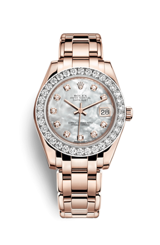 Rolex Datejust Pearlmaster 34 Everose Diamond Mother of Pearl Diamonds 81285-0017