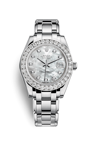 Rolex Datejust Pearlmaster 34 White Gold Diamond Mother of Pearl Diamonds 81299-0014