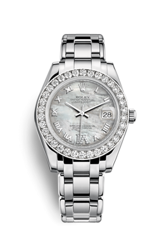 Rolex Datejust Pearlmaster 34 White Gold Diamond Mother of Pearl Roman 81299-0031
