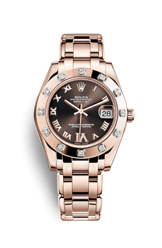 Rolex Datejust Pearlmaster 34 Everose 12 Diamond Chocolate Roman 81315-0003