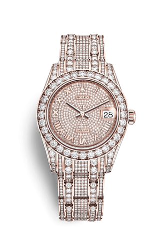 Rolex Datejust Pearlmaster 34 Everose Diamond / Paved Roman 81405rbr-0001