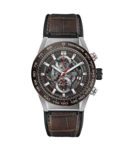 TAG Heuer Carrera Calibre Heuer 01 43 Stainless Steel / Brown Ceramic / Alligator CAR201U.FC6405
