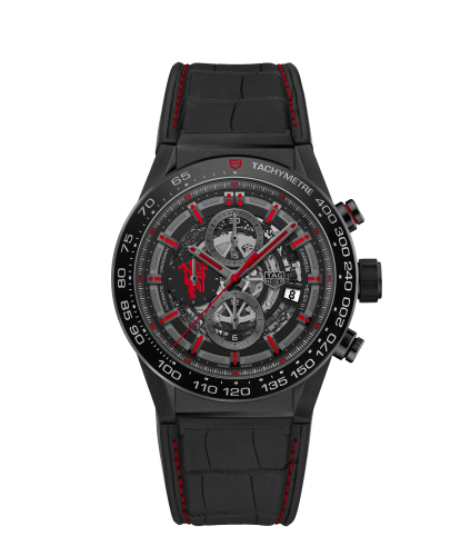 TAG Heuer Carrera Calibre Heuer 01 45 Stainless Steel / Skeleton / Alligator / Manchester United CAR2A1J.FC6400