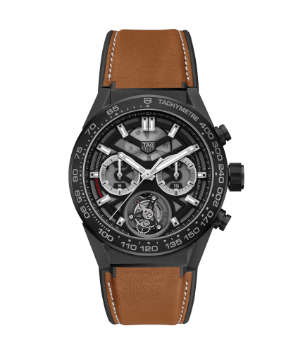TAG Heuer Carrera Calibre Heuer 02T 45 Chronograph Tourbillon Ceramic / Calf CAR5A90.FT6121