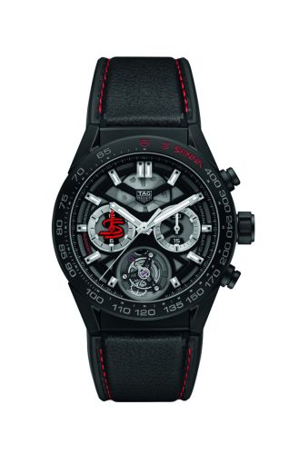 TAG Heuer Carrera Calibre Heuer 02T 45 Chronograph Tourbillon Ceramic / Calf / Ayrton Senna CAR5A91.FT6162