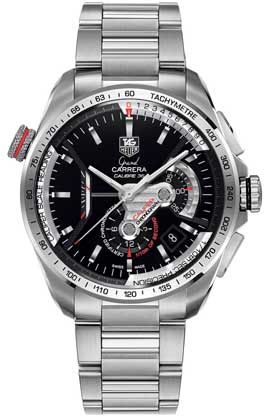 TAG Heuer Grand Carrera Calibre 36RS Caliper Chronograph Stainless Steel / Black / Bracelet CAV5115.BA0902