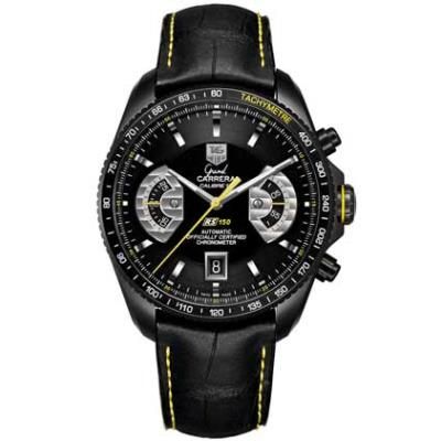 TAG Heuer Grand Carrera Calibre 17 RS150 Titanium PVD / Black - Yellow / Alligator CAV518J.FC6274
