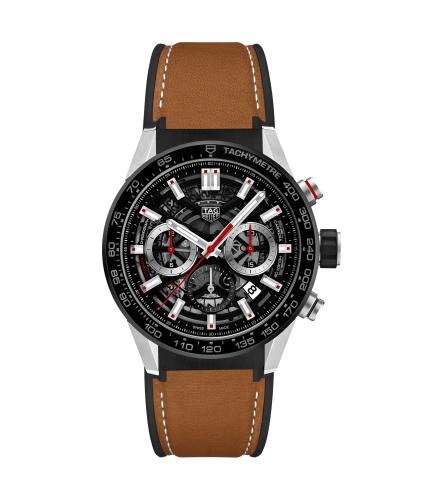 TAG Heuer Carrera Calibre Heuer 02 43 Stainless Steel / Black Ceramic / Skeleton / Calf CBG2010.FT6144