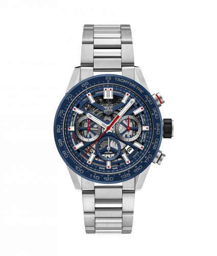 TAG Heuer Carrera Calibre Heuer 02 43 Stainless Steel / Blue Ceramic / Skeleton / Bracelet CBG2011.BA0662
