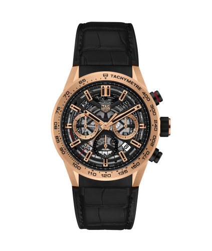 TAG Heuer Carrera Calibre Heuer 02 43 Rose Gold / Skeleton / Alligator CBG2051.FC6426