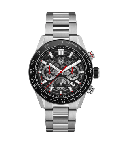TAG Heuer Carrera Calibre Heuer 02 45 Stainless Steel / Black Ceramic / Skeleton / Bracelet CBG2A10.BA0654
