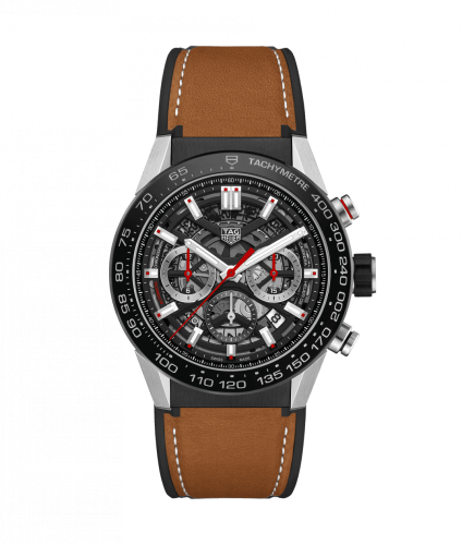 TAG Heuer Carrera Calibre Heuer 02 45 Stainless Steel / Black Ceramic / Skeleton / Calf CBG2A10.FT6169