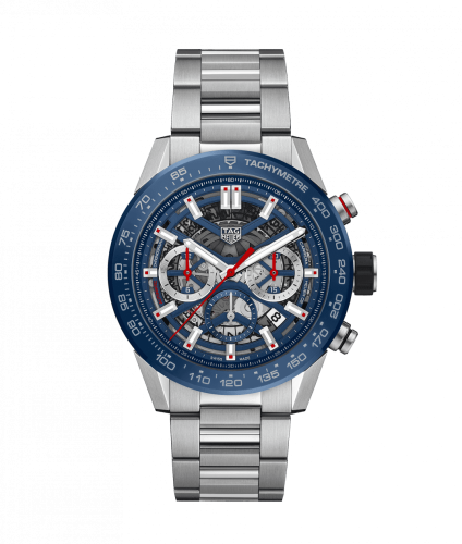 TAG Heuer Carrera Calibre Heuer 02 45 Stainless Steel / Blue Ceramic / Skeleton / Bracelet CBG2A11.BA0654