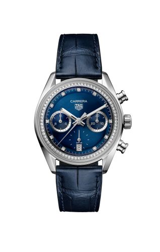 TAG Heuer Carrera Chronograph Glass Box Stainless Steel / Blue - Diamond CBS2214.FC6567
