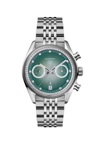 TAG Heuer Carrera Chronograph Glass Box Stainless Steel / Green - Diamond / Middle East Edition CBS221A.BA0048
