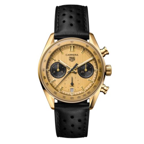 TAG Heuer Carrera Chronograph Glass Box Yellow Gold / Champagne / 1158CHN CBS2240.FC8319