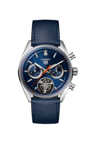TAG Heuer Carrera Chronograph Tourbillon Glass Box Stainless Steel / Blue CBS5010.FC6543