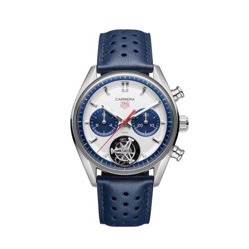 TAG Heuer Carrera Chronograph Tourbillon Glass Box Stainless Steel / White CBS5013.EB0375