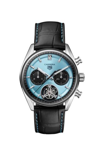 TAG Heuer Carrera Chronograph Tourbillon Glass Box Stainless Steel / Ice Blue CBS5014.FC6573