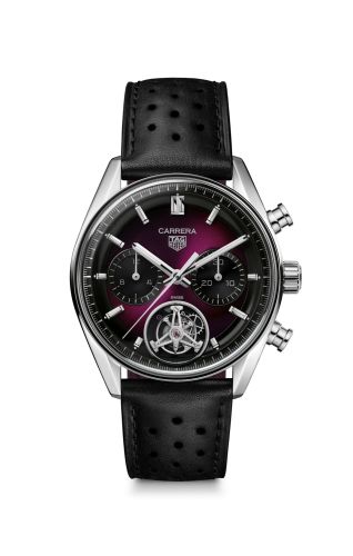 TAG Heuer Carrera Chronograph Tourbillon Glass Box Stainless Steel / Smokey Purple CBS5017.FC6605