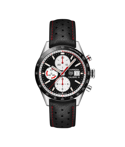 TAG Heuer Carrera Calibre 16 41 Stainless Steel / Black Retro / Calf CV201AP.FC6429