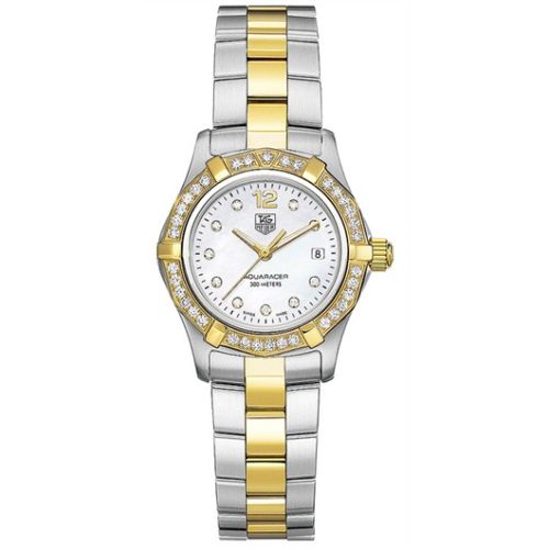 TAG Heuer Aquaracer 300M Quartz 27 Stainless Steel / Yellow Gold / MOP - Diamond / Bracelet WAF1450.BB0825