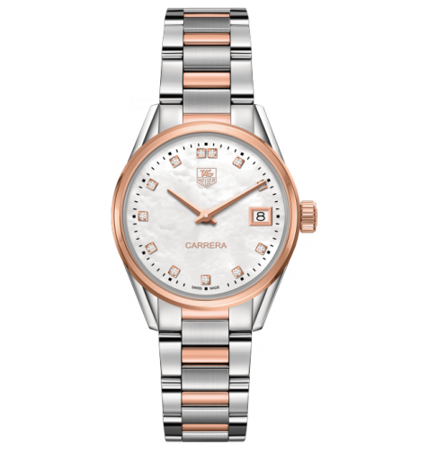 TAG Heuer Carrera Lady Quartz 32 Stainless Steel / Rose Gold / MOP - Diamond / Bracelet WAR1352.BD0779