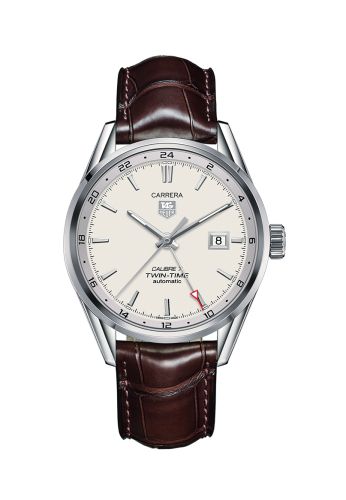 TAG Heuer Calibre 7 Twin Time Stainless Steel / Silver / Alligator WAR2011.FC6291