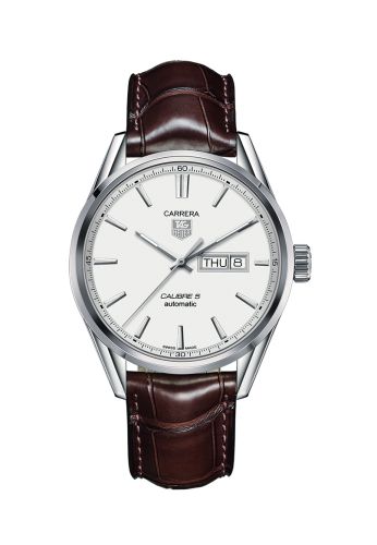TAG Heuer Carrera Calibre 5 Day Date Stainless Steel / Silver / Alligator WAR201B.FC6291